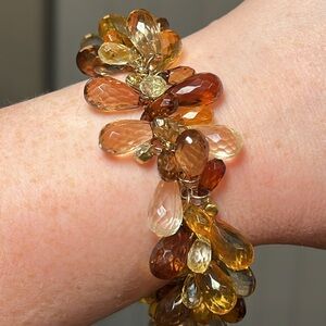 Vintage fall/autumn colors faceted acrylic teardrop cha cha charm bracelet